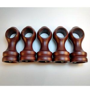 5 Round Drapery Rod Brackets Mahogany Tone Wood Kirsch Curtains